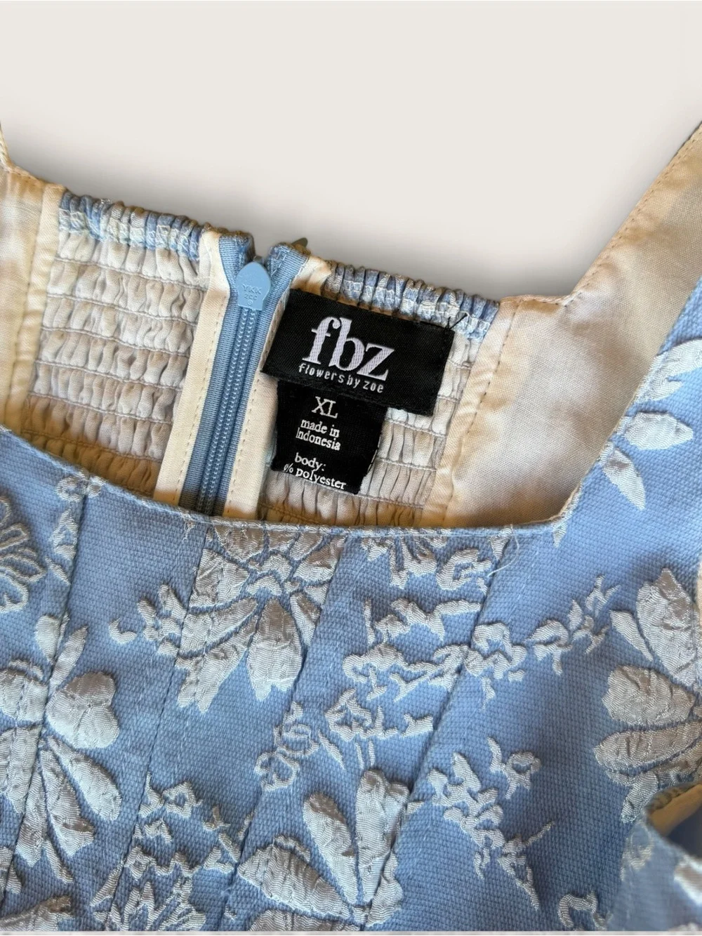 Flowers by Zoe Pale Blue Floral Jacquard Dress
